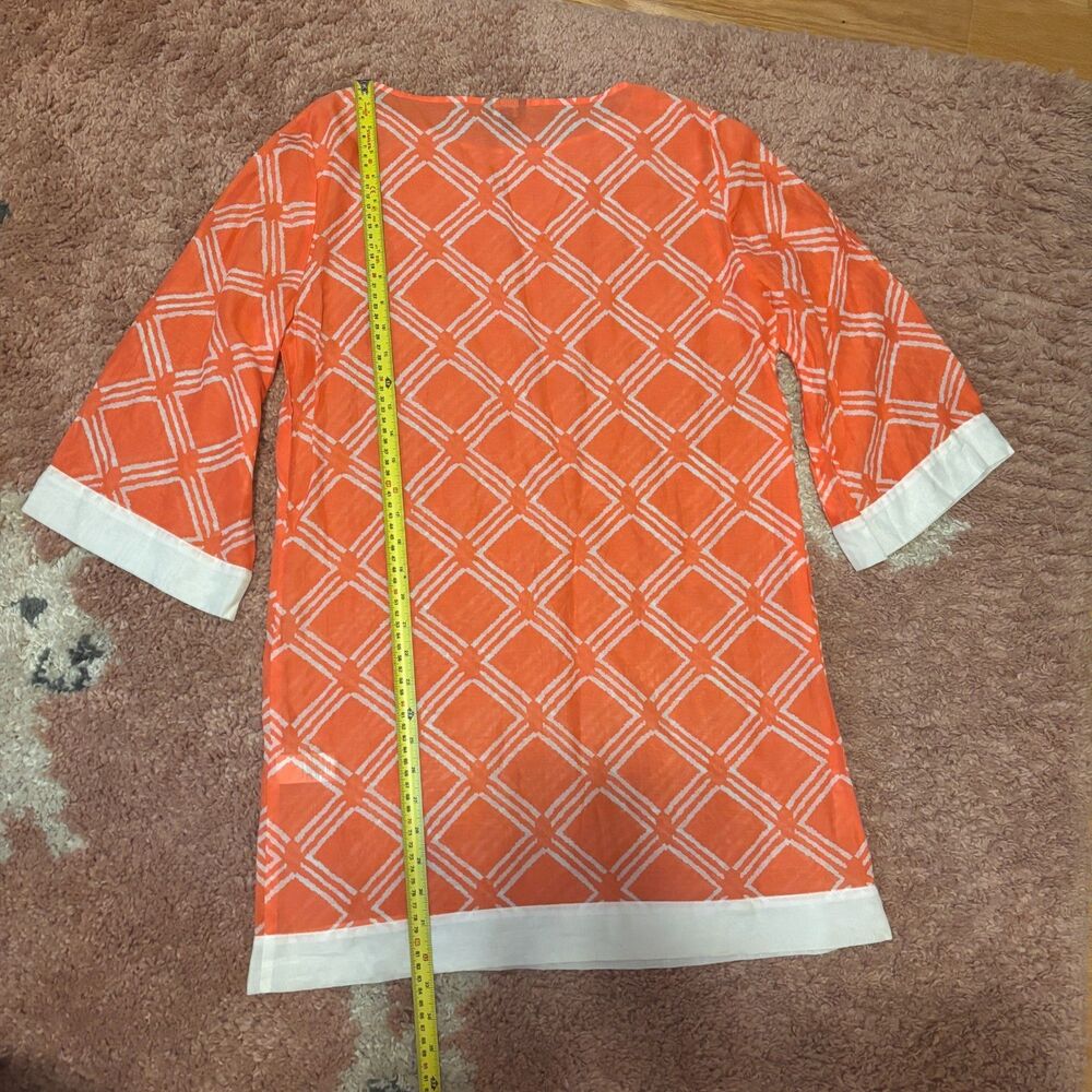 Talbots Cotton-Silk Blend Tunic Top - Lightweight Coral/White Womens Sz Small - Picture 6 of 7